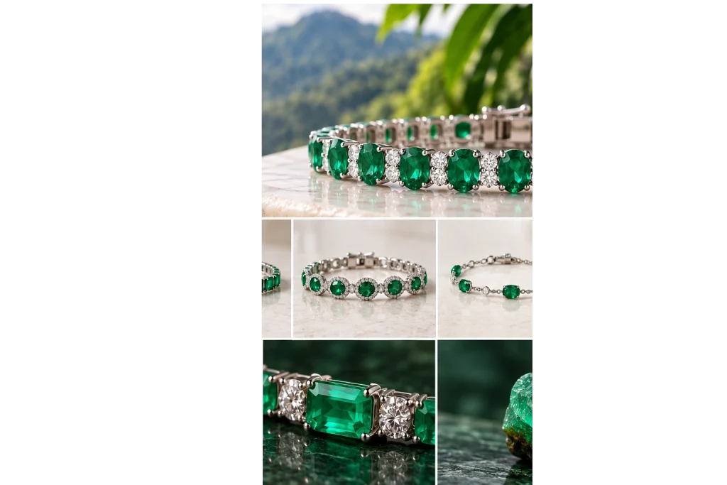 Natural Emerald Bracelets, Handcrafted and Certified